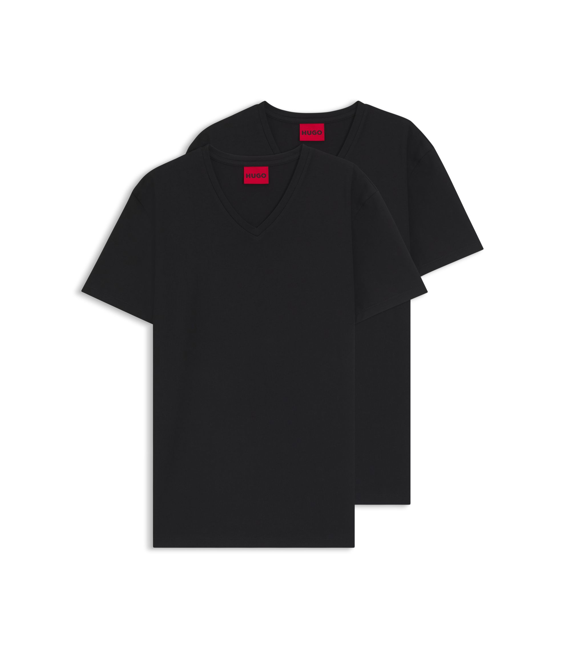 Zweierpack T-Shirts aus Stretch-Baumwolle mit V-Ausschnitt
