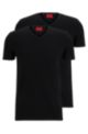 Two-pack of V-neck T-shirts in stretch-cotton jersey, Black