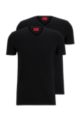 T-shirt con scollo a V in jersey di cotone elasticizzato in confezione da due, Nero