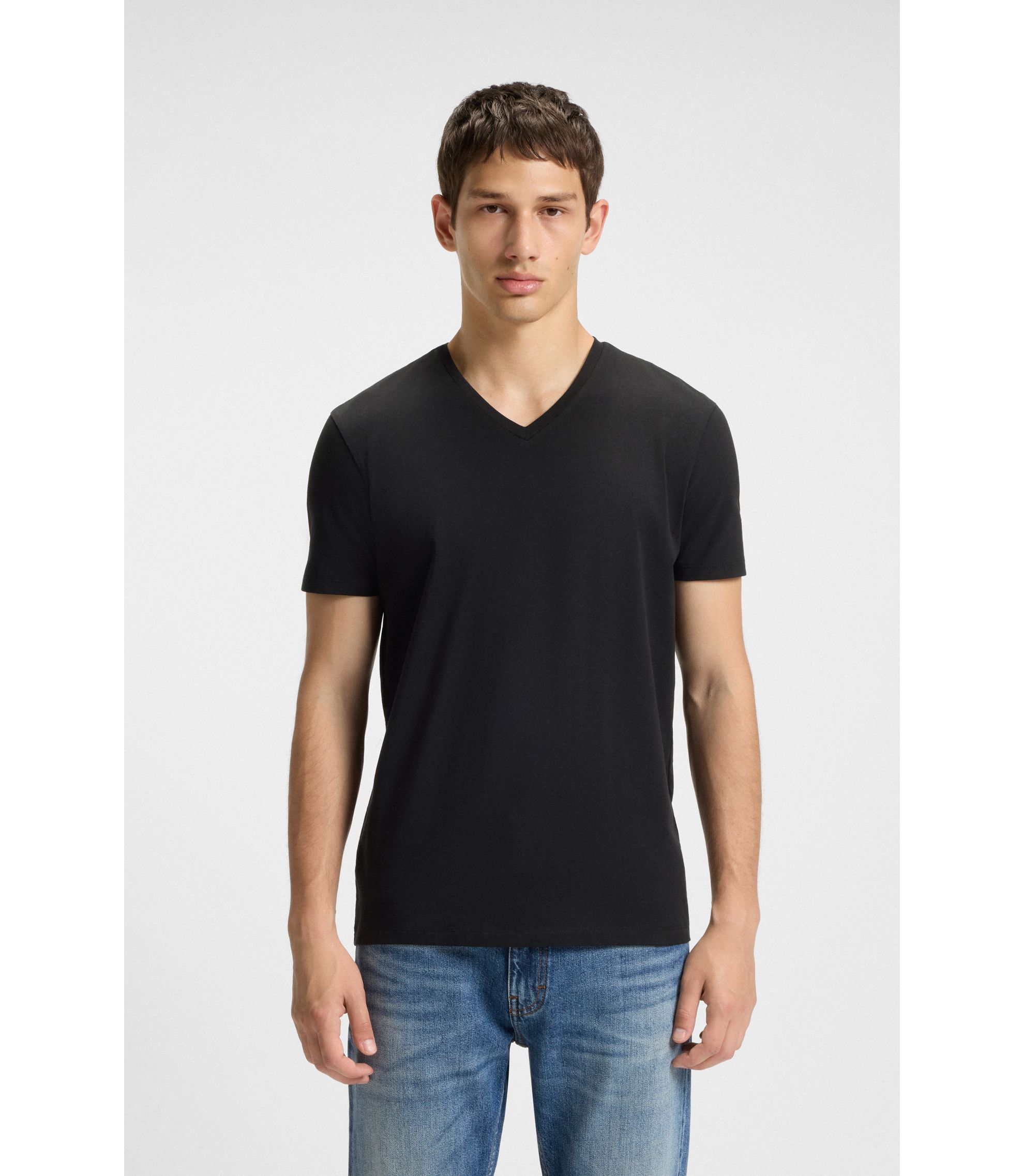 HUGO - VネックTシャツ 2枚セット ストレッチコットン - ブラック