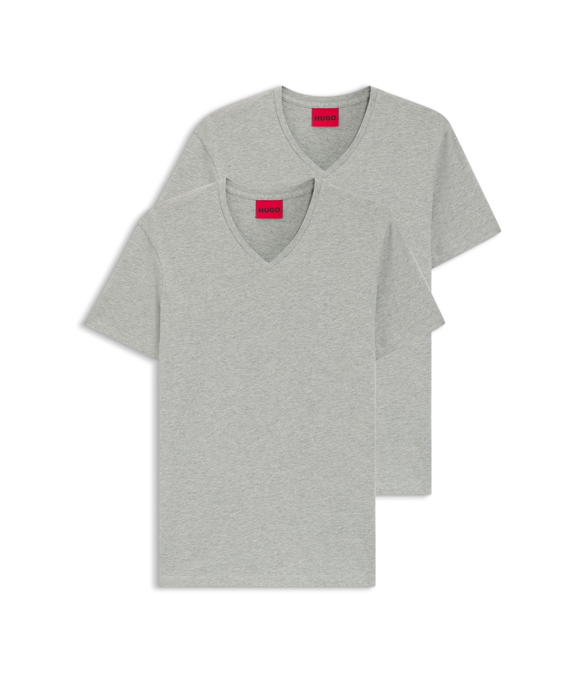 Zweierpack T-Shirts aus Stretch-Baumwolle mit V-Ausschnitt