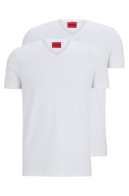 HUGO - Two-pack V-neck T-shirts stretch-cotton jersey