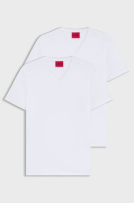 Two-pack of V-neck T-shirts in stretch cotton, White