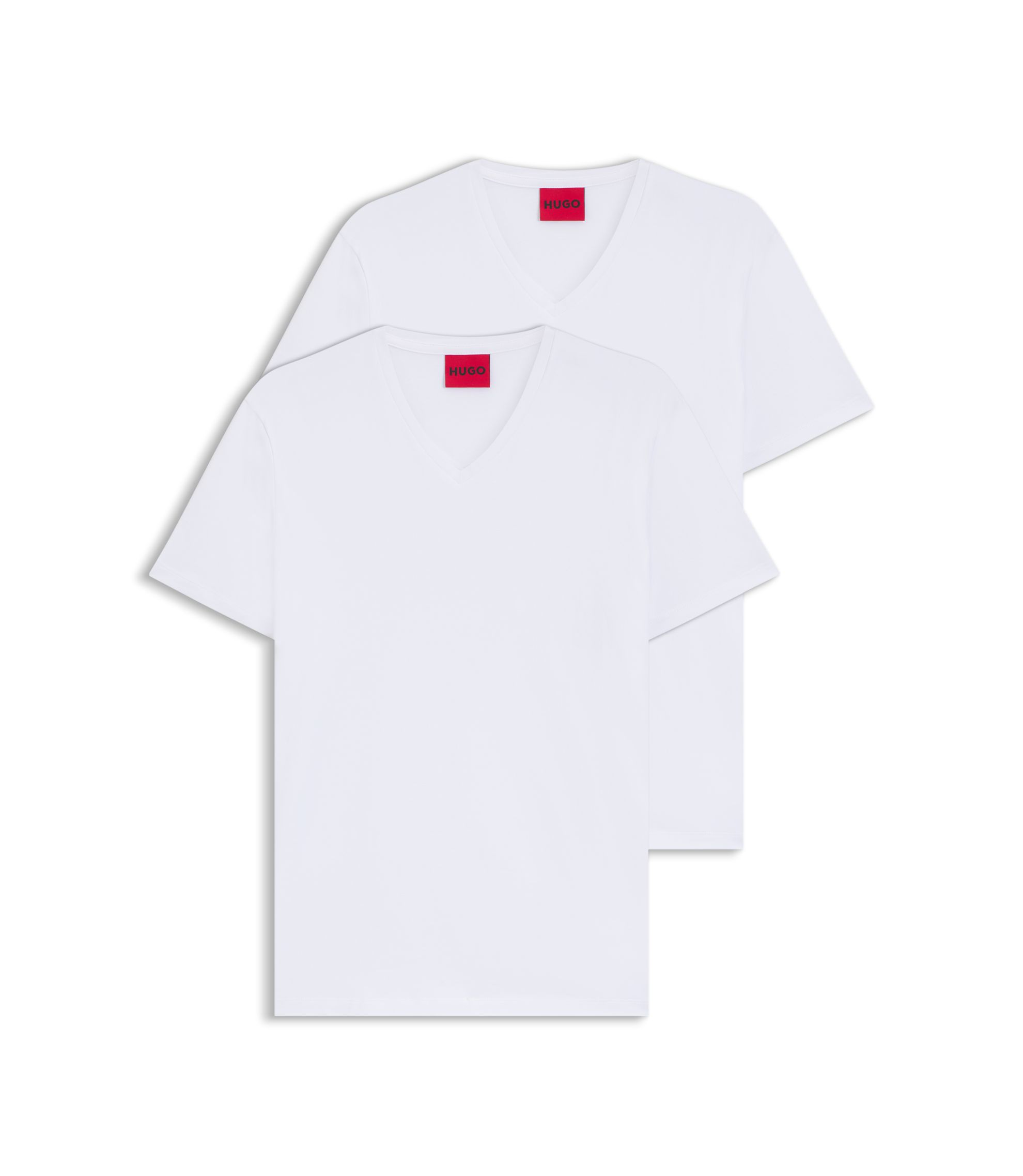Zweierpack T-Shirts aus Stretch-Baumwolle mit V-Ausschnitt