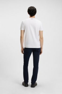 T-shirt in cotone elasticizzato con scollo a V in confezione da due, Bianco