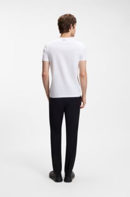 Two-pack of V-neck T-shirts in stretch cotton, White