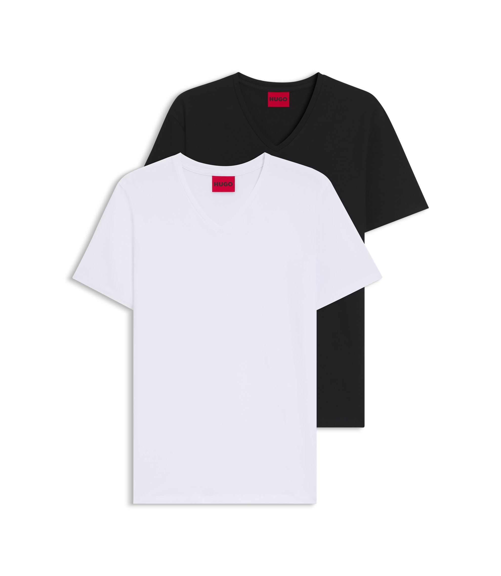 Zweierpack T-Shirts aus Stretch-Baumwolle mit V-Ausschnitt
