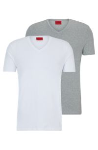 Zweier-Pack Slim-Fit T-Shirts aus Stretch-Baumwolle, Hellgrau