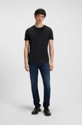 Two-pack of slim-fit T-shirts in stretch cotton, Black