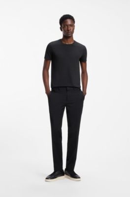 T-shirt slim fit in cotone elasticizzato in confezione da due, Nero