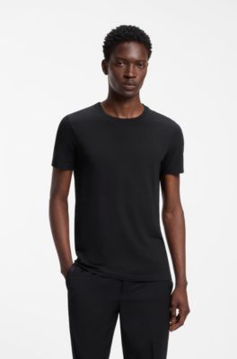 Two-pack of slim-fit T-shirts in stretch cotton, Black