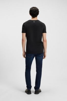 Set van twee slim-fit T-shirts van stretchkatoen, Zwart