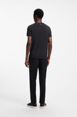 T-shirt slim fit in cotone elasticizzato in confezione da due, Nero