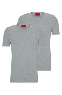 Conjunto de 2 t-shirts de ajuste slim em algodão elástico, Cinzento-claro