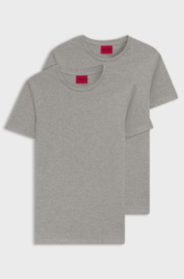 Two-pack of slim-fit T-shirts in stretch cotton, Light Grey