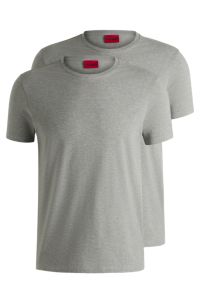 Two-pack of slim-fit T-shirts in stretch cotton, Light Grey