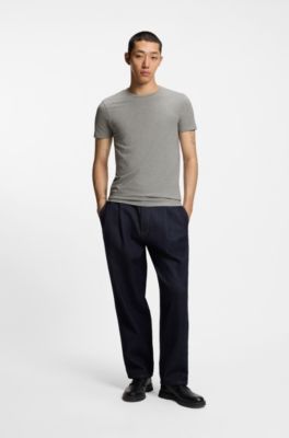 Two-pack of slim-fit T-shirts in stretch cotton, Light Grey