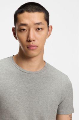 Two-pack of slim-fit T-shirts in stretch cotton, Light Grey
