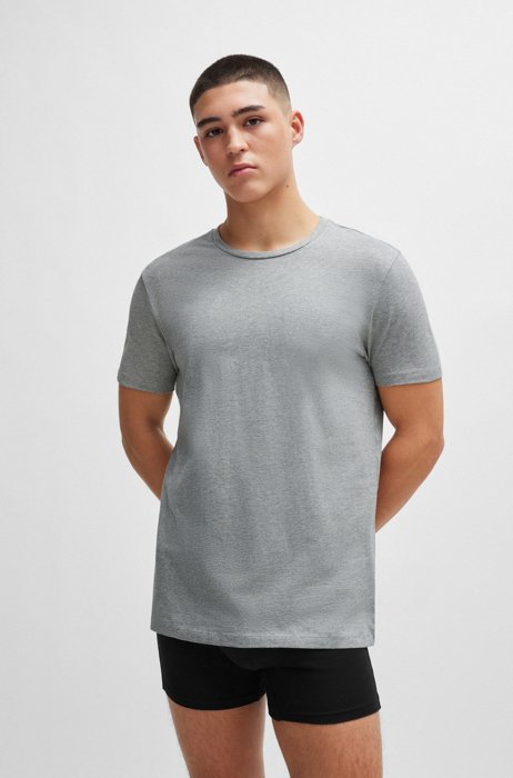 Two-pack of crew-neck T-shirts in stretch-cotton jersey, Light Grey