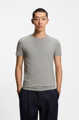 Lot de deux t-shirts Slim en coton stretch, Gris chin&eacute;