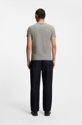 Two-pack of slim-fit T-shirts in stretch cotton, Light Grey