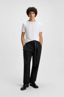 Paquete de dos camisetas slim fit de algod&oacute;n el&aacute;stico, Blanco