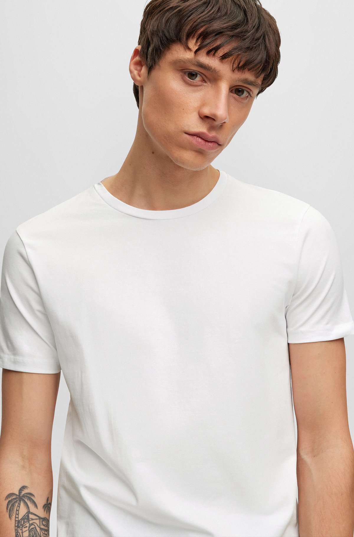 Zweier-Pack Slim-Fit T-Shirts aus Stretch-Baumwolle, Weiß