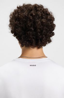 T-shirt slim fit in cotone elasticizzato in confezione da due, Bianco