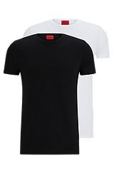Lot de deux t-shirts Slim Fit en coton stretch, Blanc / Noir