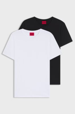 Two-pack of slim-fit T-shirts in stretch cotton, White / Black