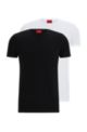 T-shirt a girocollo in jersey di cotone elasticizzato in confezione da due, Bianco / Nero