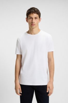 Two-pack of slim-fit T-shirts in stretch cotton, White / Black