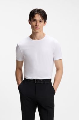 Set van twee slim-fit T-shirts van stretchkatoen, Wit / Zwart