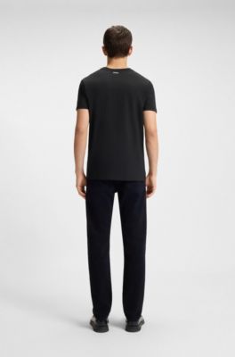 T-shirt slim fit in cotone elasticizzato in confezione da due, Bianco / Nero