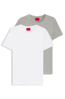 Two-pack of slim-fit T-shirts in stretch cotton, White / Light Grey