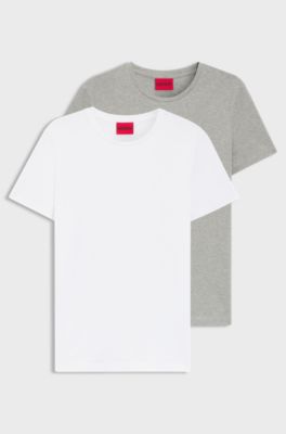 Paquete de dos camisetas slim fit de algod&oacute;n el&aacute;stico, Blanco / Gris claro