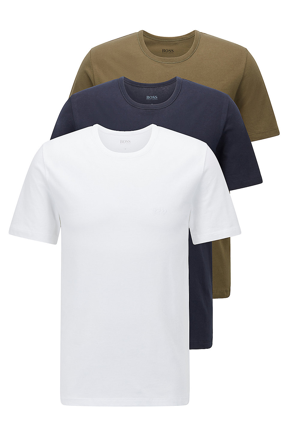 Hugo Boss Mens 3-Pack Round Neck Regular Fit Short Sleeve T-Shirts 