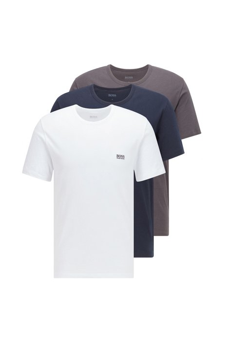 Three-pack of regular-fit cotton T-shirts, White / Blue / Grey
