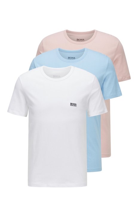 T-Shirts aus Baumwolle im Dreier-Pack, Gemustert