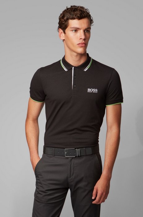Regular fit piqué polo shirt with quick-dry technology, Black