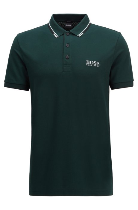 Regular fit piqu&eacute; polo shirt with quick-dry technology, Dark Green
