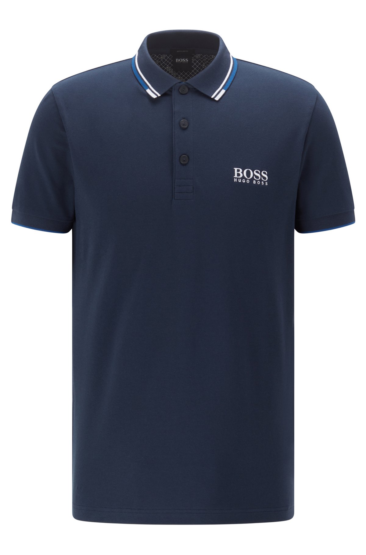 Regular fit piqué polo shirt with quick-dry technology, Dark Blue
