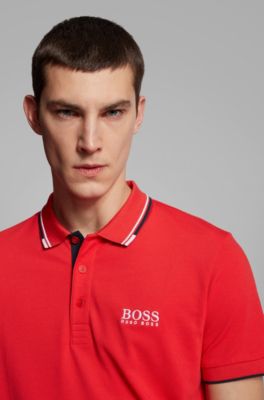 red hugo boss polo