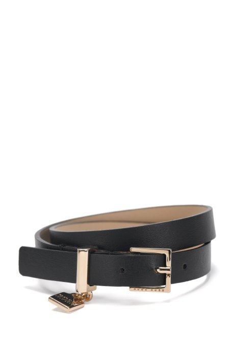 Leather bracelet with padlock detail, Black
