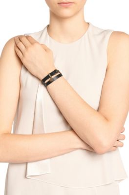 BOSS - Leather bracelet with padlock detail