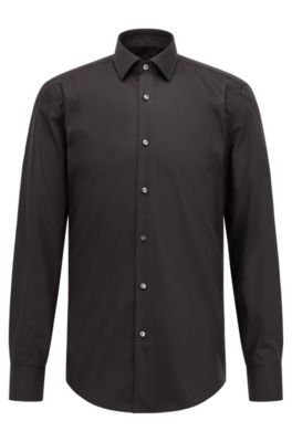 Slim-fit business shirt in cotton poplin