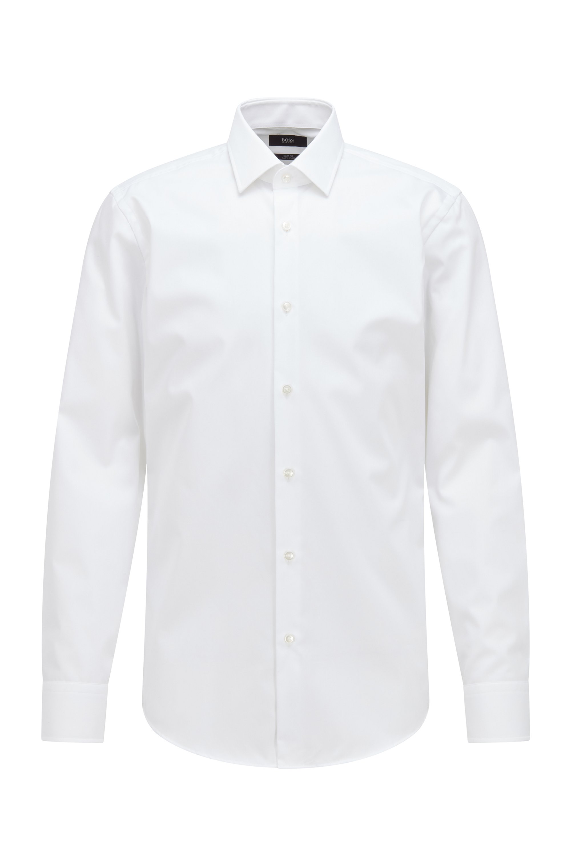 Slim-Fit Business-Hemd aus Baumwoll-Popeline, Weiß