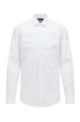 Camicia business slim fit in popeline di cotone, Bianco