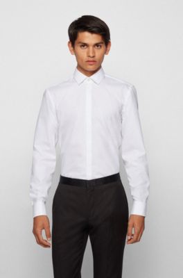 Slim-fit evening shirt in easy-iron cotton