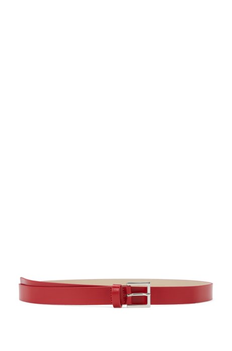Slim belt in Italian leather, Red